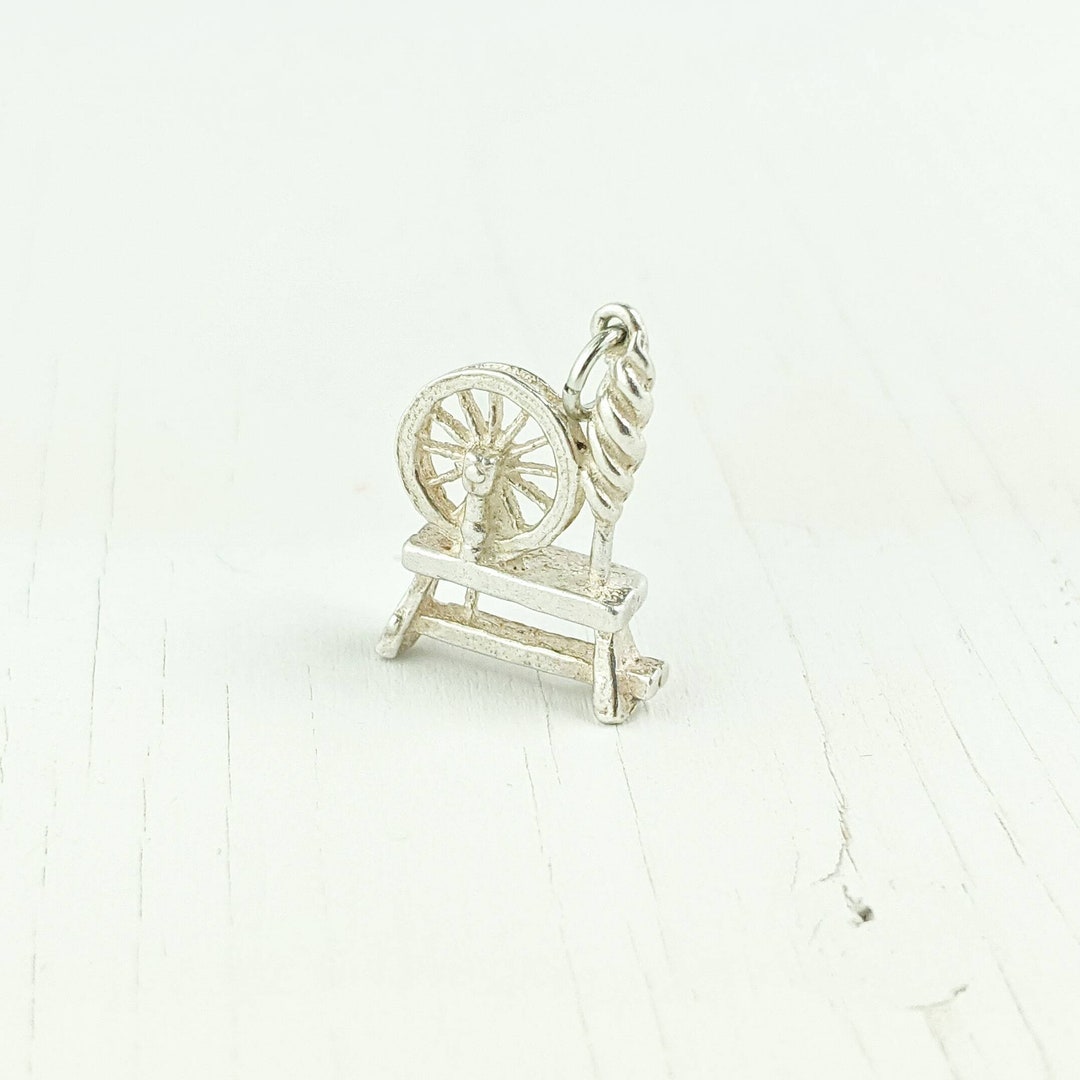 Sterling Silver Spinning Wheel Charm 3D Charm Vintage Etsy