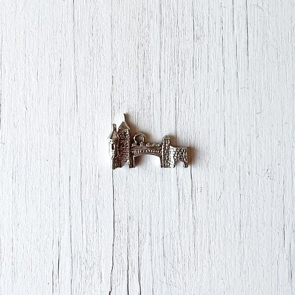 Sterling Silver Drawbridge Charm | Castle Charm | 3D Charm | Vintage