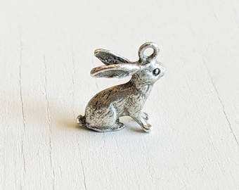 Silver Bunny Charm | Etsy