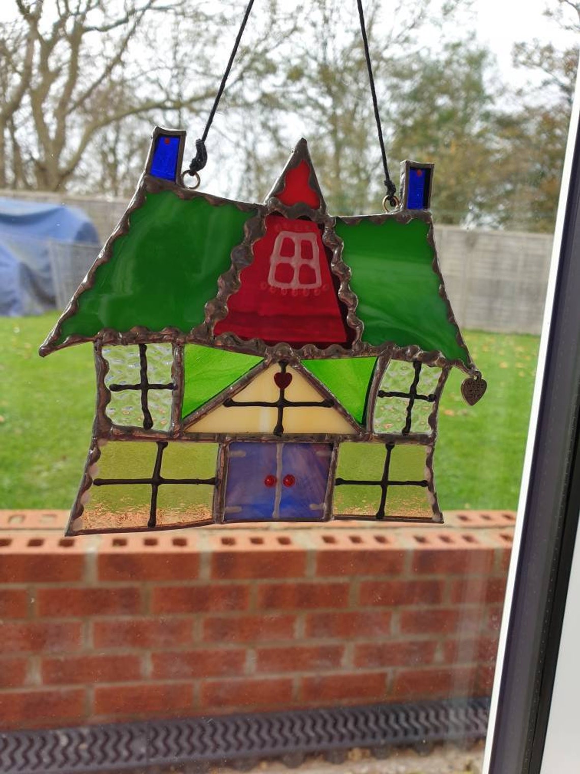 Stained Glass House suncatcher Etsy