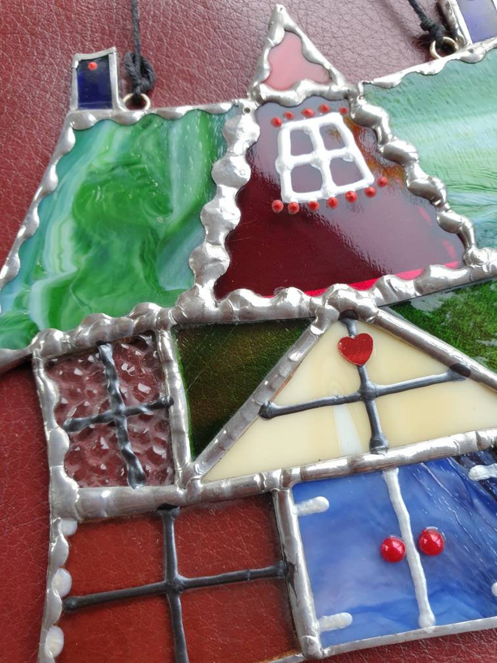 Stained Glass House suncatcher Etsy