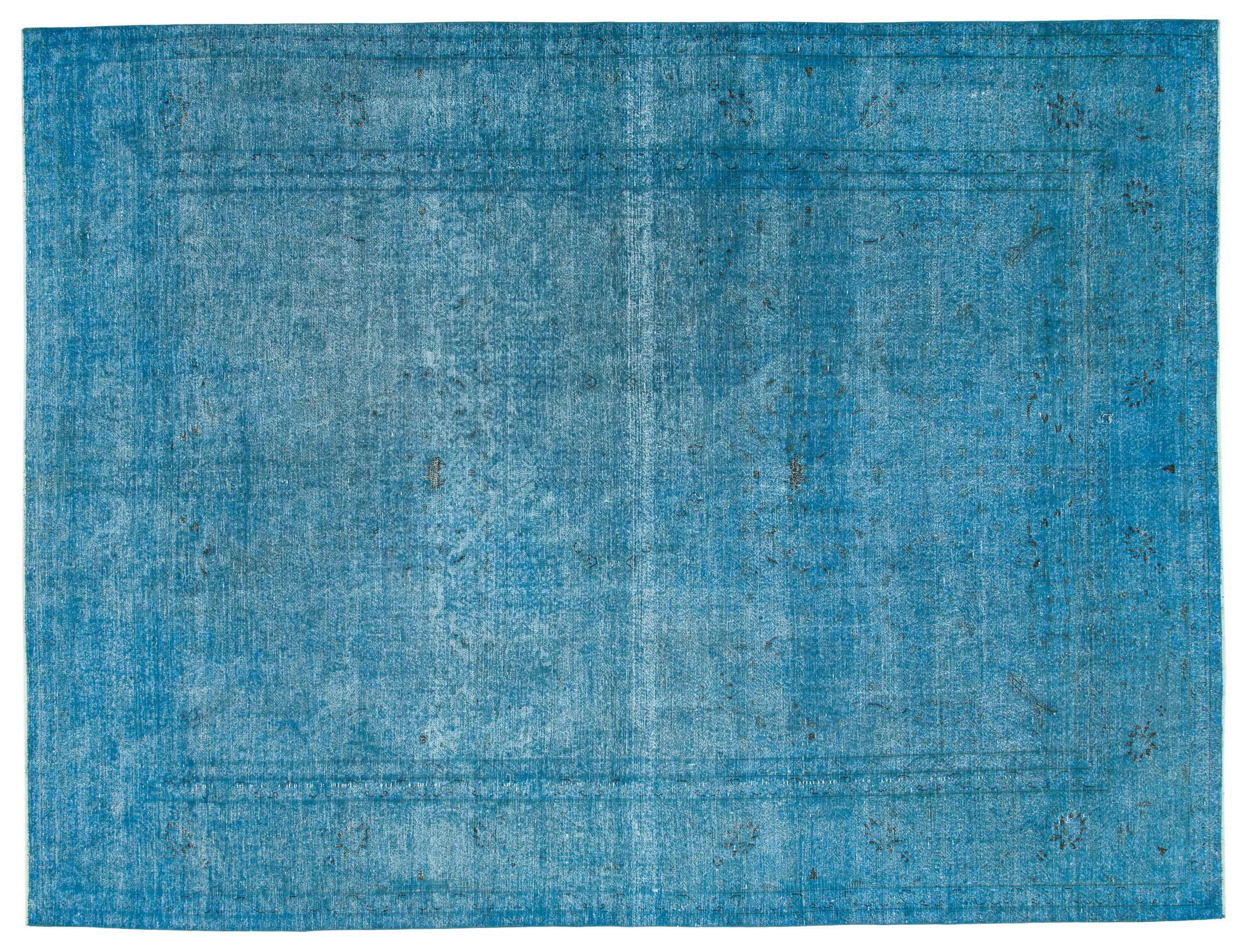 Blue Turkish Large Area Rug Handmade Overdyed 9x12 Rug Etsy