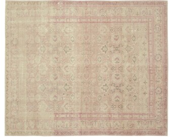 9x11 Beige Rug / Wool Vintage Carpet / Turkish Handmade Rug / Large Area Rug / Antique Oushak Rugs / Oriental Floor Rug / Bohemian Rugs