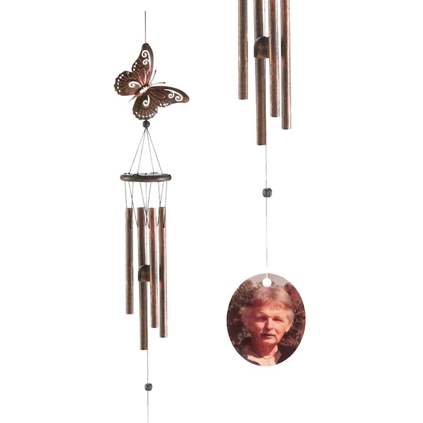 Memorial Wind Chime - Add a Name or Photo. Custom gift. Windchime, Sympathy, Butterfly