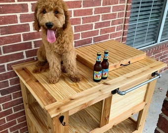 Cedar Outdoor Bar Cart: Weather-Resistant Cooler Cabinet