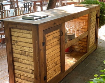Outdoor Restaurant / Hotel Cedar Bar / Servierwagen || Outdoor Handtuch Pool-Schrank; Mobile Außenbar || Getränke- und Unterhaltungswagen