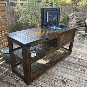 Outdoor YETI Cedar Bar Cart Outdoor Kitchen Cabinet Outdoor Bar Cooler Cart image 2