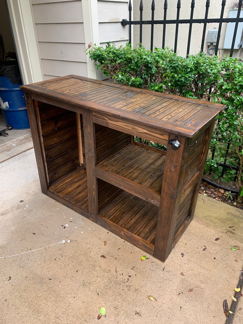 Minifridge Cedar Bar Cart Outdoor Kitchen Etsy
