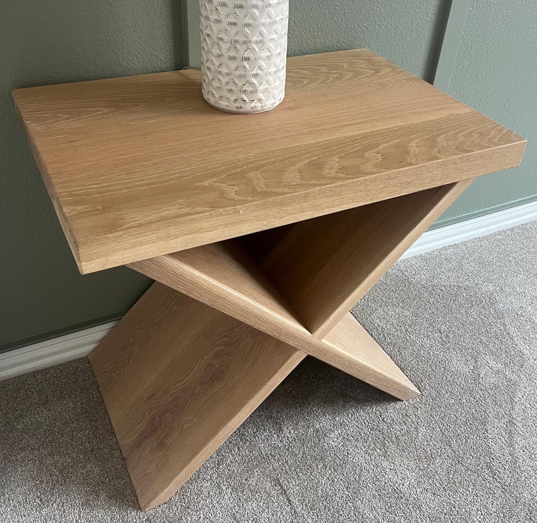 Solid Hardwood White Oak Nightstand Set, Accent Tables || Elegant White ...