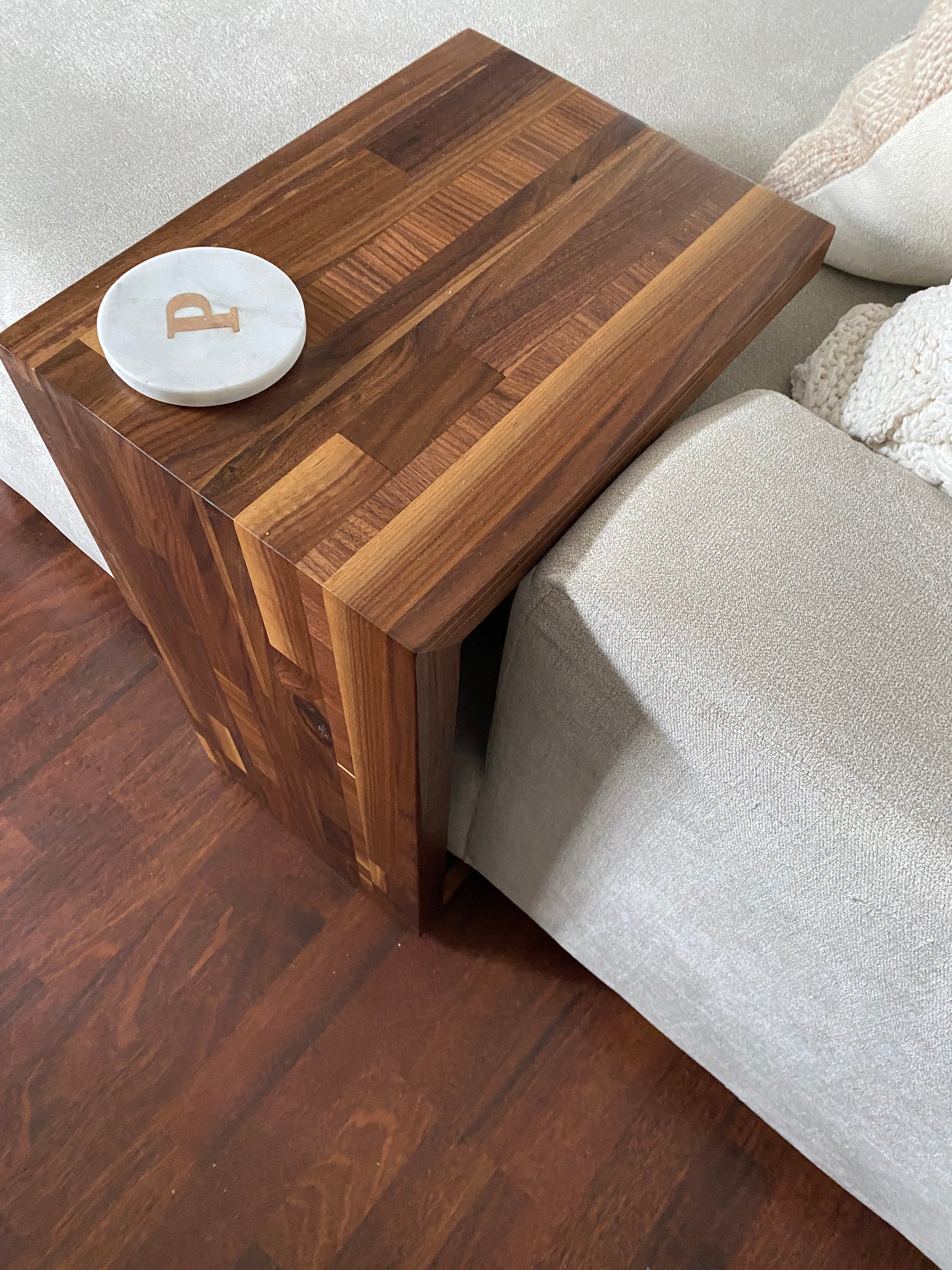 Walnut Waterfall Edge Side Table Etsy