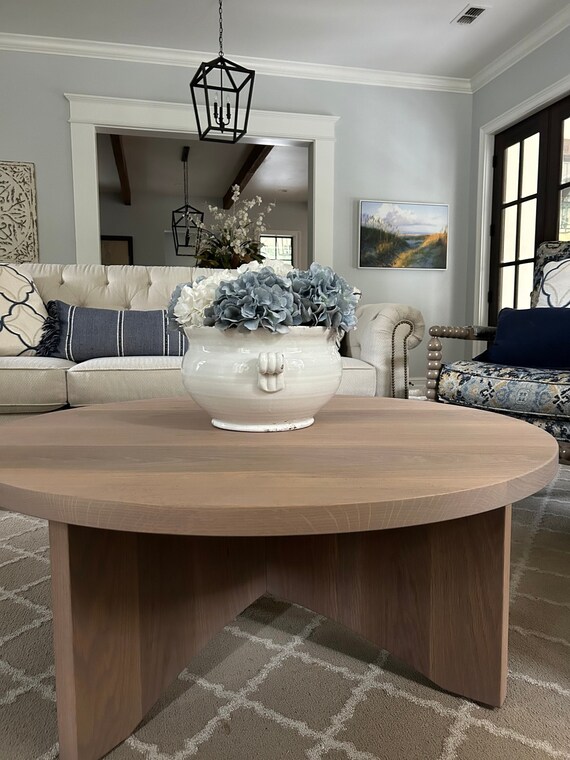 White oak round coffee table discount