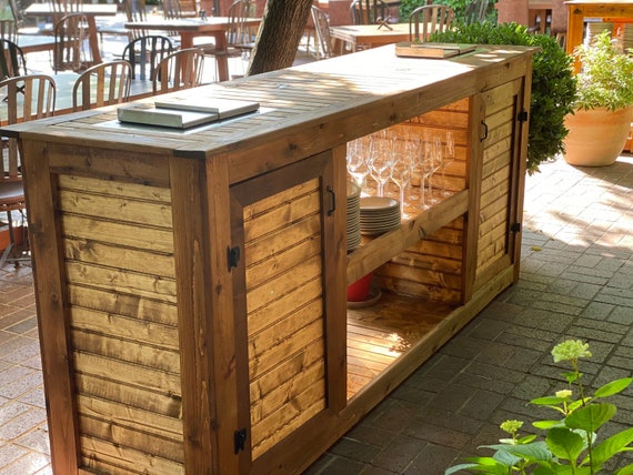 Outdoor Restaurant hotel Cedar Bar serving Cart Outdoor Towel Pool Cabinet Outdoor Mobile Bar Drinks and Entertainment Cart Etsy