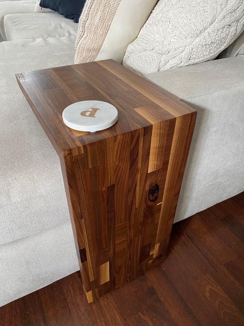 Walnut Waterfall Edge Side Table Etsy