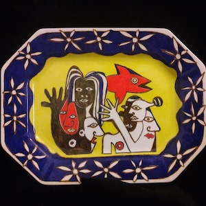 Original modern art cubism cubist art unique xmas presents picasso inspired picasso style art brut art plate fauvism home decor ceramics