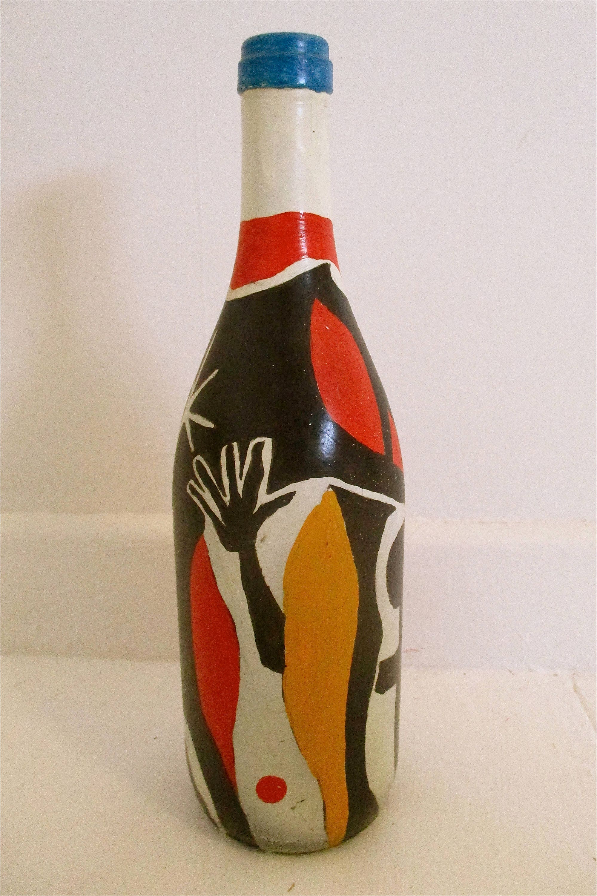 Hand Painted Wine Bottle, Cubism Art, Unique Home Decor - Etsy