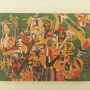Canvas print picasso inspired painting outsider art picasso style cubist art edition art brute original cubist print modern art outsider