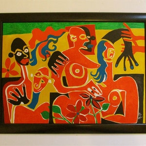 Arte moderno, pintura al óleo moderna, cubismo, arte outsider, arte tropical, pintura colorida, arte original, arte asequible, decoración del hogar y la vida, regalos