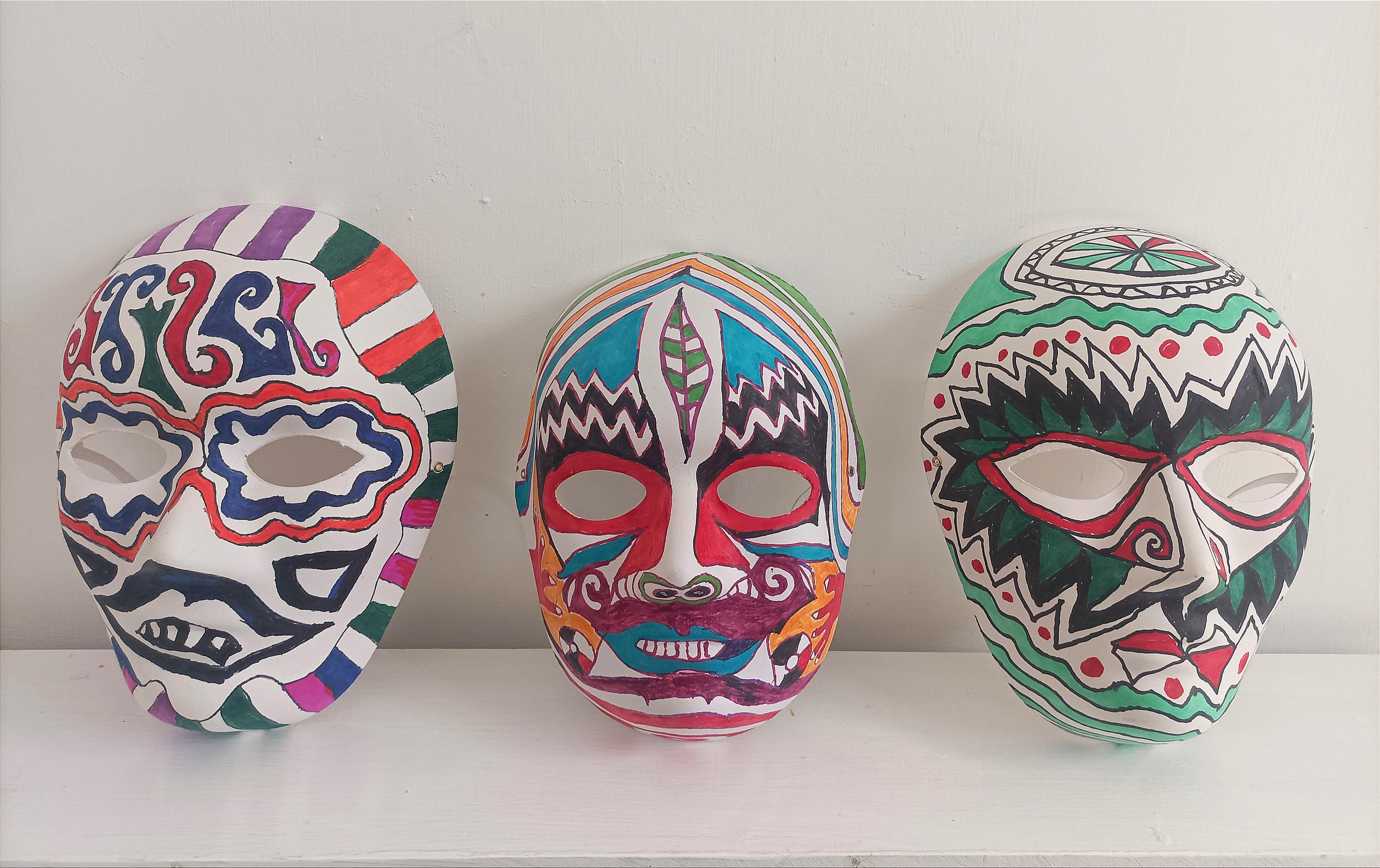Hand-painted Cubist Mask, Wearable Art, Unique Wall Decor - Etsy