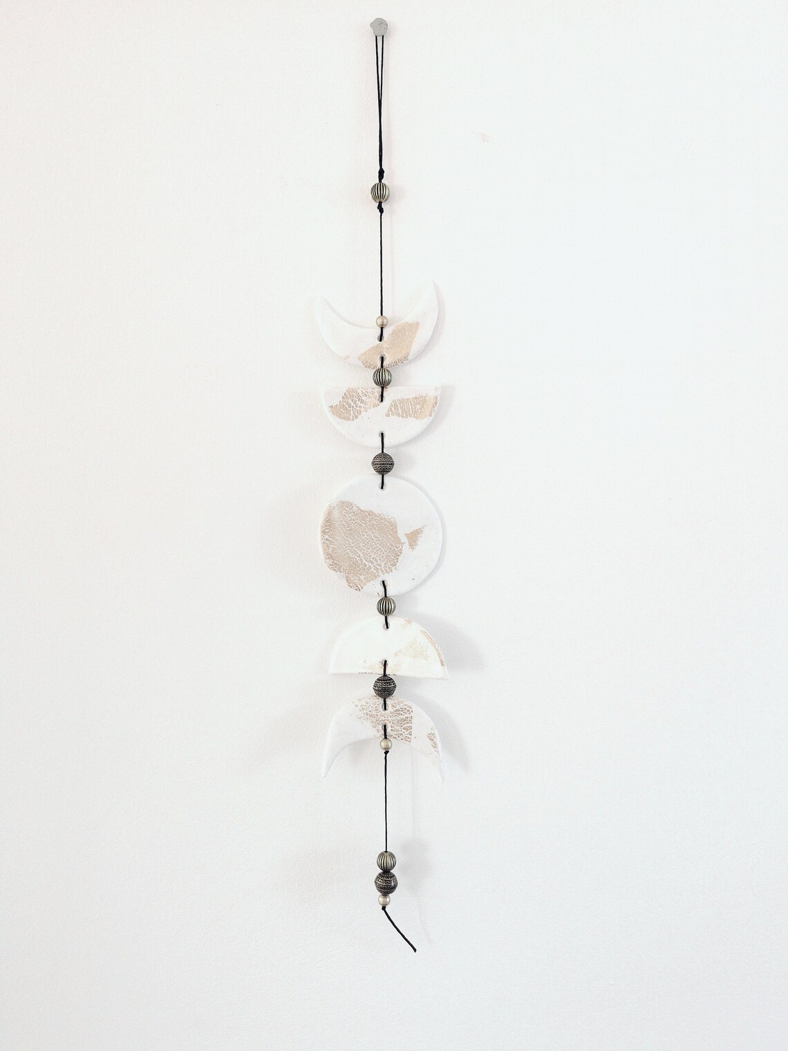 White and 24k gold polymer clay Moon Phases Wall Hanging Wall Etsy