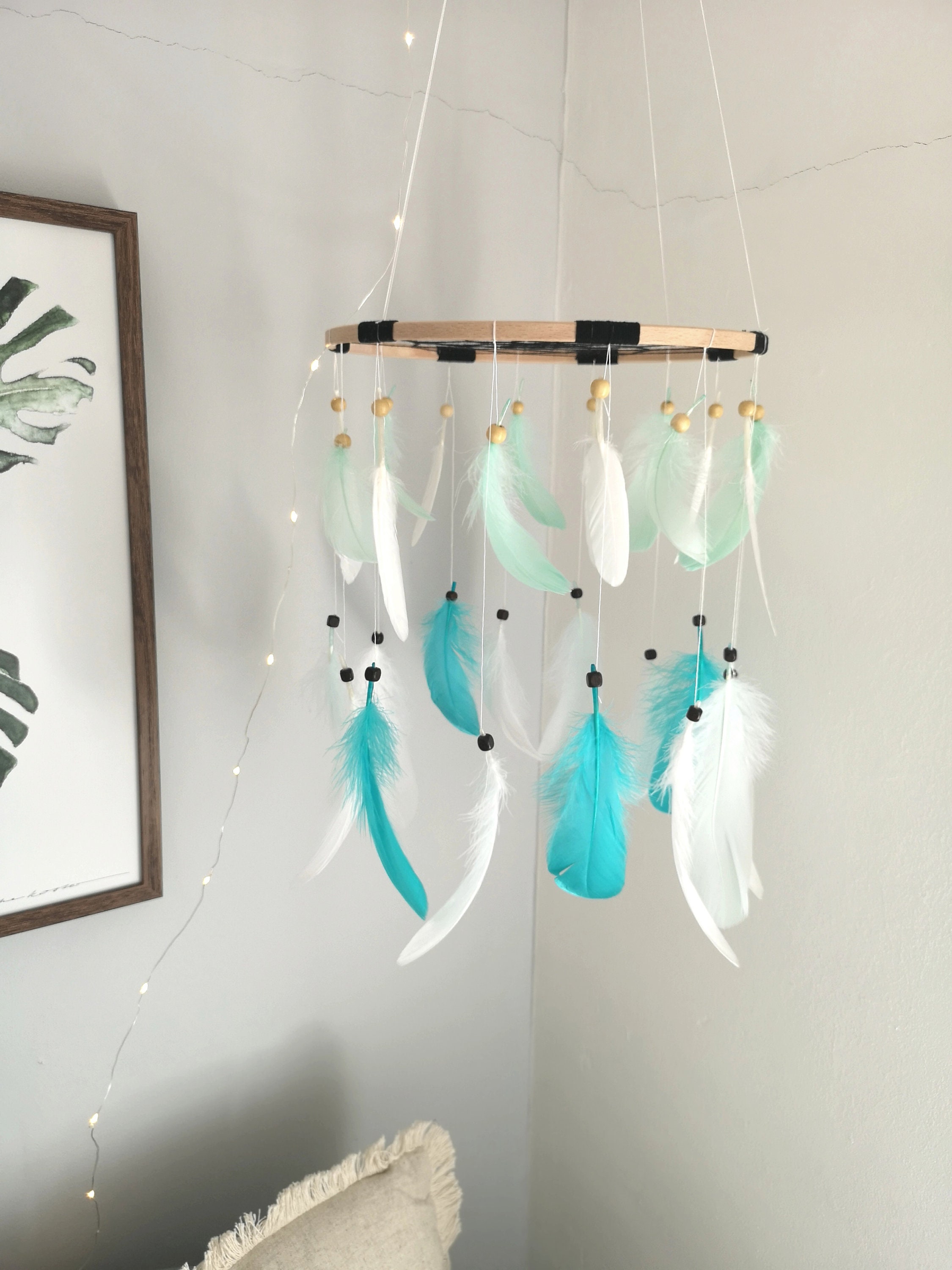 Scandinavian Feather Dreamcatcher Tribal Nursery Decor Baby Etsy