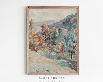 Framed Vertical Spring Landscape Canvas | Vintage Watercolor Painting | Colorful Wall Art Print | L626