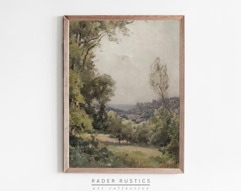 Framed Vertical Landscape Canvas | Vintage Rustic Forest Painting | Moody Wall Art Print | L627
