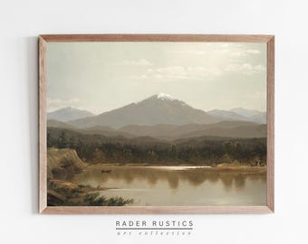 Neutral Rustic Mountain Canvas | Framed Vintage Landscape | Wall Art Prints | L629