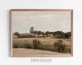 Pintura de paisaje neutro / Arte mural vintage / Decoración de cocina antigua / Impresión en lienzo enmarcado / L361