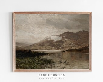 Moody Mountain Canvas Framed | Vintage Oil Painting | Wall Art Prints | M122