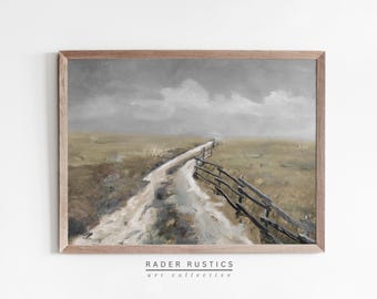 Moody Landscape Wall Art Framed Canvas | Dark Nature Painting | Rustic  Decor | Neutral Living Room Wall Art | Foggy Forest Artwork | L481