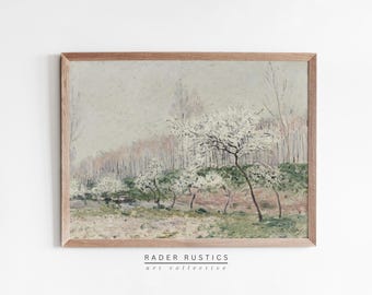 Spring Field Wall Art | Vintage Landscape Wall Art | Framed Canvas | Kitchen Decor | L624