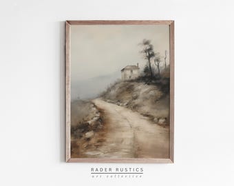 Moody Vertical Landscape Print | Vintage Style Wall Art | Neutral  Living Room Decor | L664