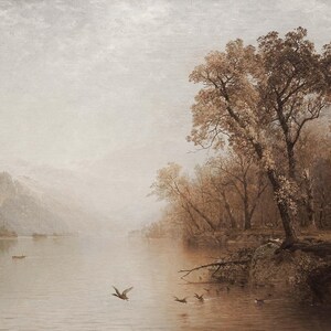 Country Autumn Lake Landscape Framed Canvas | Vintage Wall Art Prints | L298 imagem 10