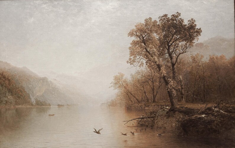 Country Autumn Lake Landscape Framed Canvas | Vintage Wall Art Prints | L298 imagem 10