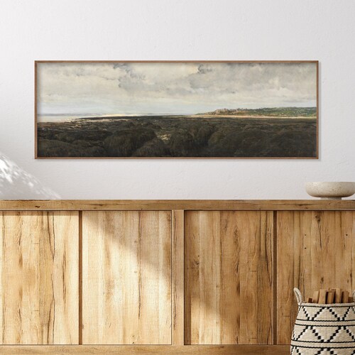 Vintage Coastal Landscape | Panoramic Wall Art | Framed Canvas Print | shops L356