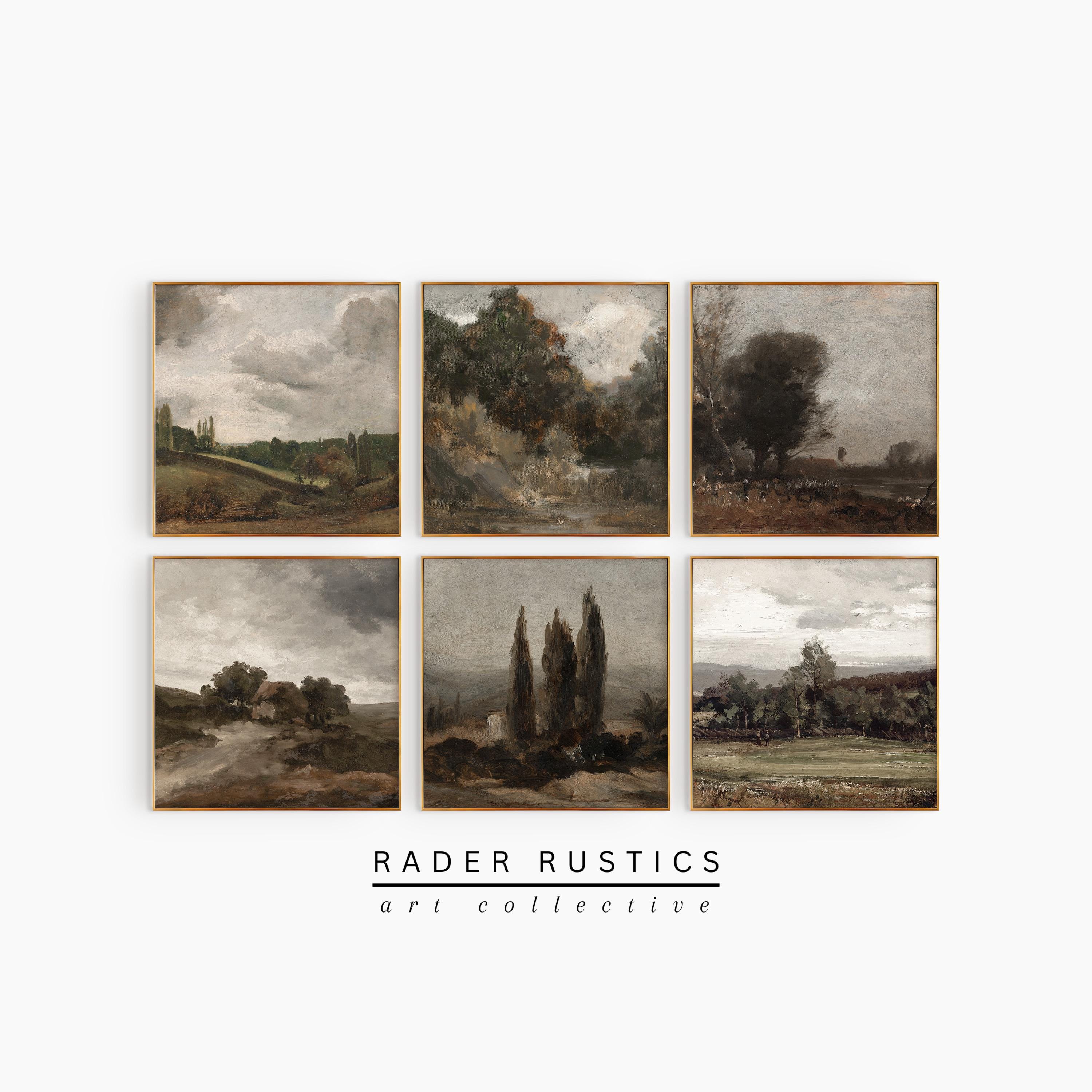 Vintage Landscape Print Set | Moody Gallery Wall Art | Set of 6 ...