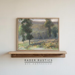 Deer In A Country Grove Wall Art | Vintage Spring Country Landscape Painting | Framed Canvas | L655