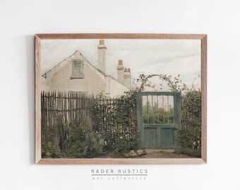 Framed Vintage Landscape Painting | Country Cottage Wall Art Print | L585