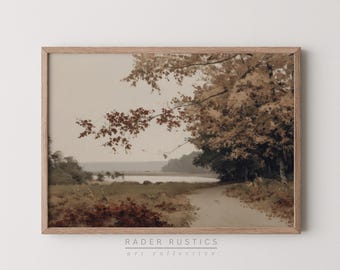 Moody Autumn Canvas Landscape | Framed Vintage Style Wall Art Print | Rustic Living Room Decor | P036