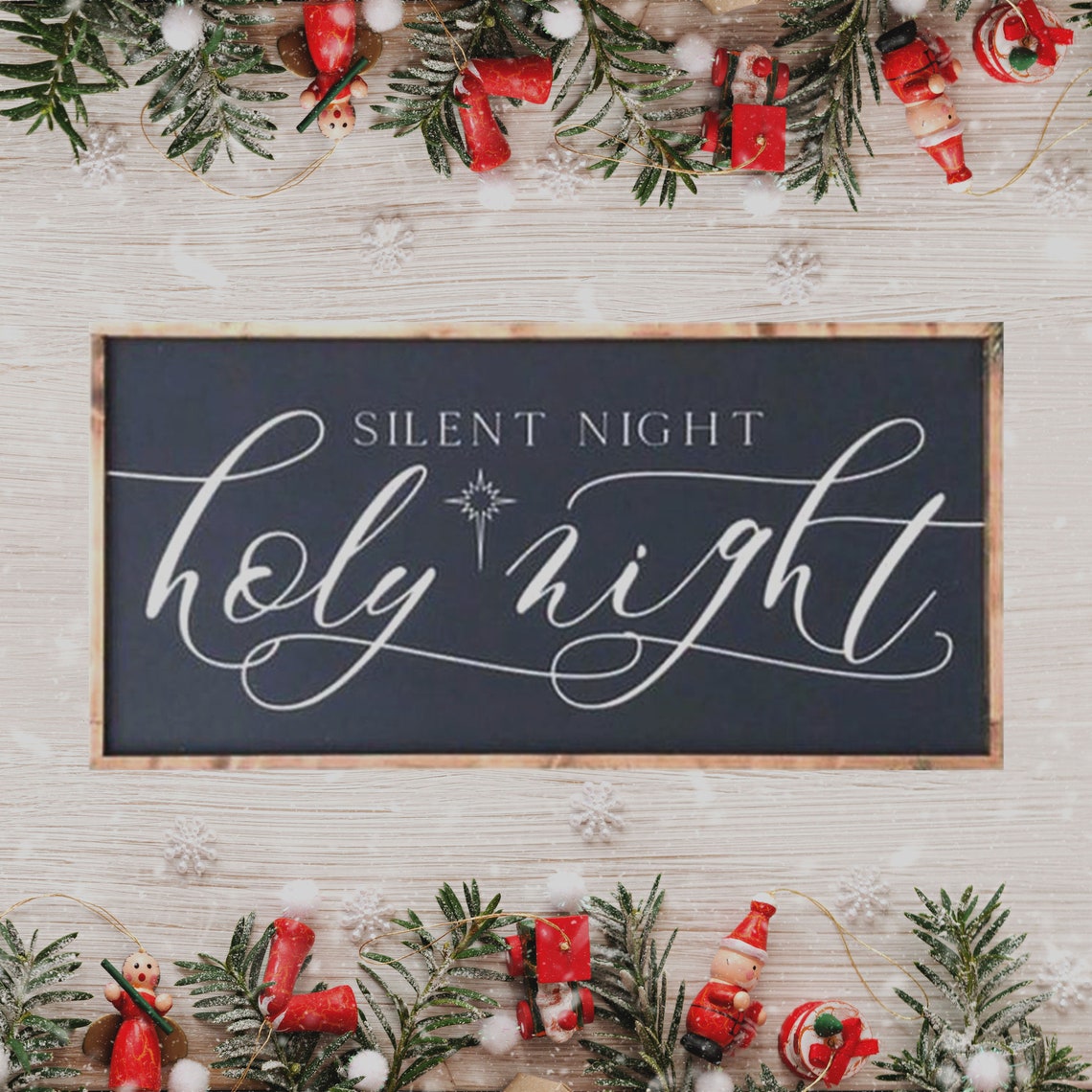 Silent night holy night sign Christmas sign Christmas decor Etsy