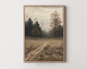 Autumn Landscape Print | Moody Vertical Fall Decor | Living Room Decor | Framed Canvas | P047