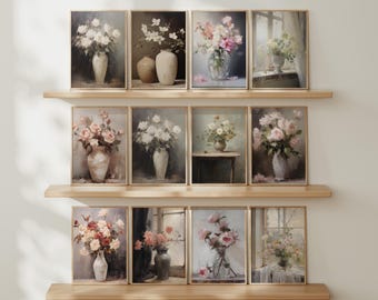 Vintage Flower Vase Print | Still Life Bouquet Art (Unframed)