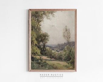 Framed Vertical Landscape Canvas | Vintage Rustic Forest Painting | Moody Wall Art Print | L627