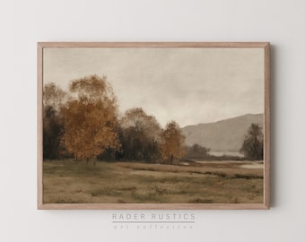 Autumn Meadow Wall Art Print | Vintage Style Framed Canvas | Fall Living Room Decor | Minimalist Art | P042
