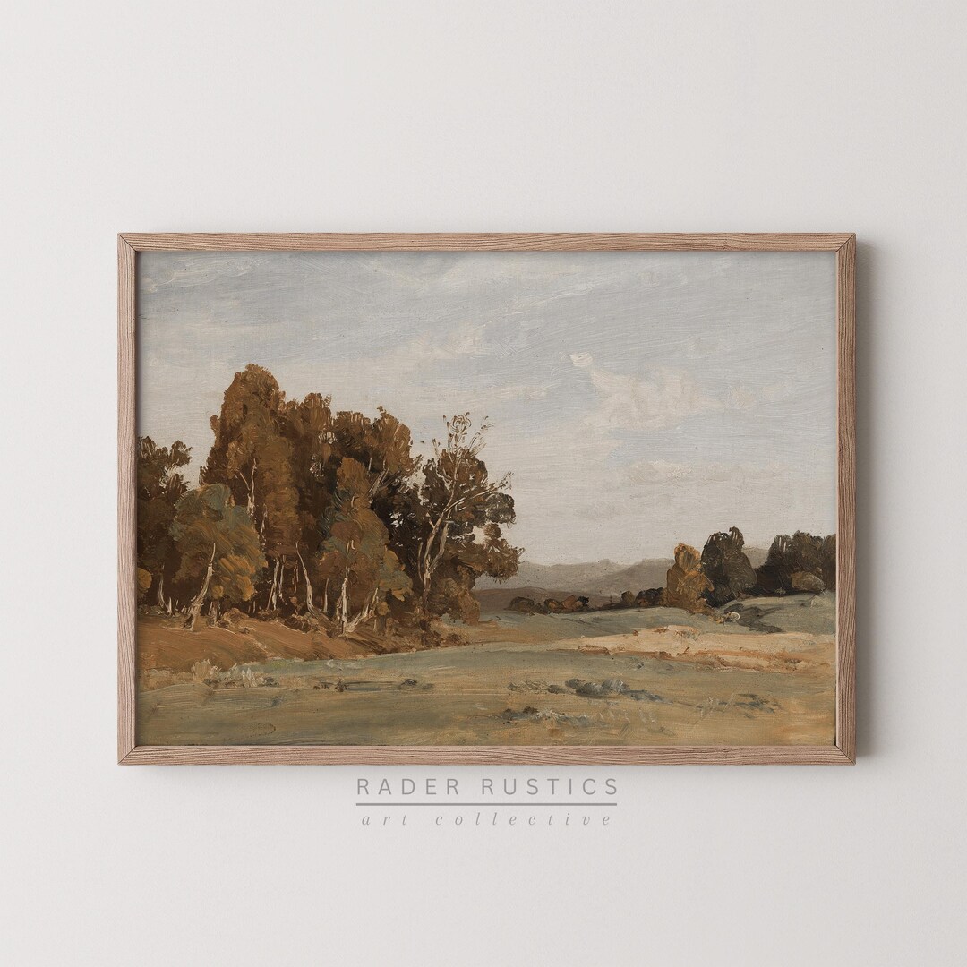 Framed Autumn Landscape Canvas | Vintage Fall Painting | Vintage Wall ...