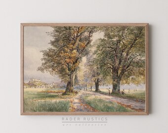 Autumn Landscape Painting Framed | Vintage Canvas Wall Art Fall Home Decor | L640
