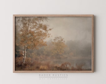 Autumn Abstract Wall Art Print | Vintage Style Framed Canvas | Fall Living Room Decor | P037