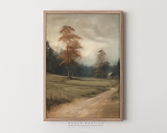 Autumn Landscape Print | Moody Vertical Fall Decor | Framed Living Room Decor | P047