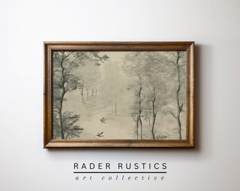 Neutral Forest Sketch | Vintage Inspired | MAILED ART PRINTS | Gallery Wall | N012