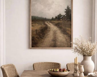 Moody Vertical Landscape Print | Vintage Style Wall Art | Rustic Living Room Decor | L664